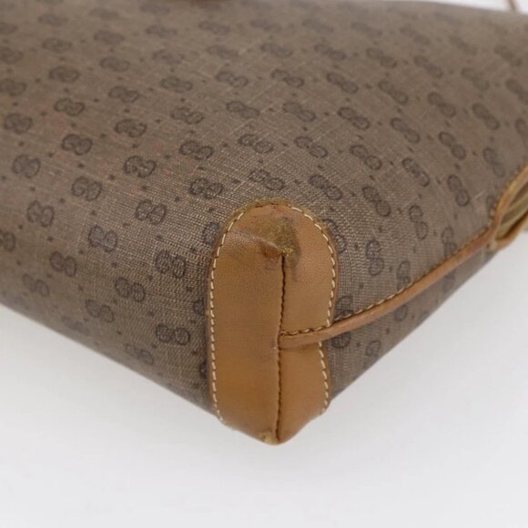 GUCCI Micro GG Supreme Shoulder Bag PVC Brown Gold - Picture 8 of 16